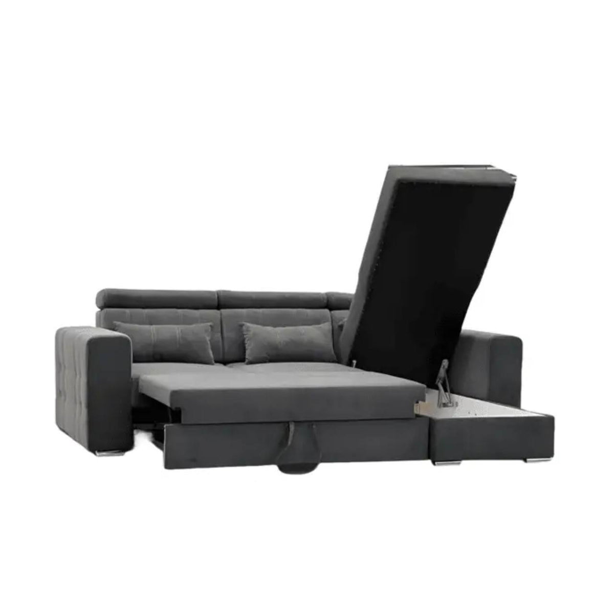 Luca L-Shaped Storage Sofa Bed Universal Corner Grey