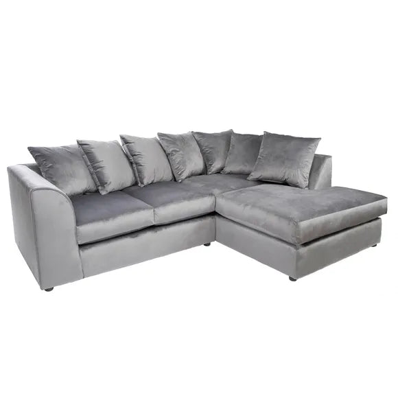 Plush Velvet Grey Corner Suite Set