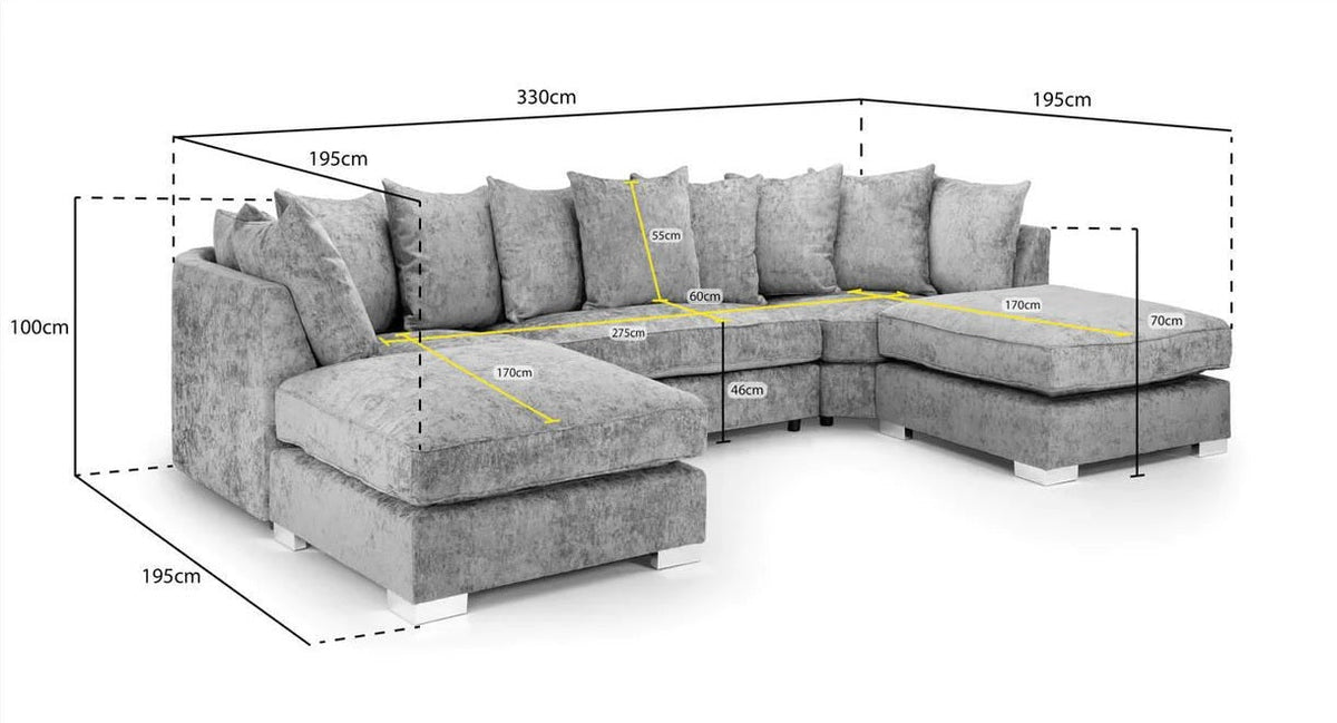 Alaska Large U-Shaped Scatter Back Corner Sofa Truffle