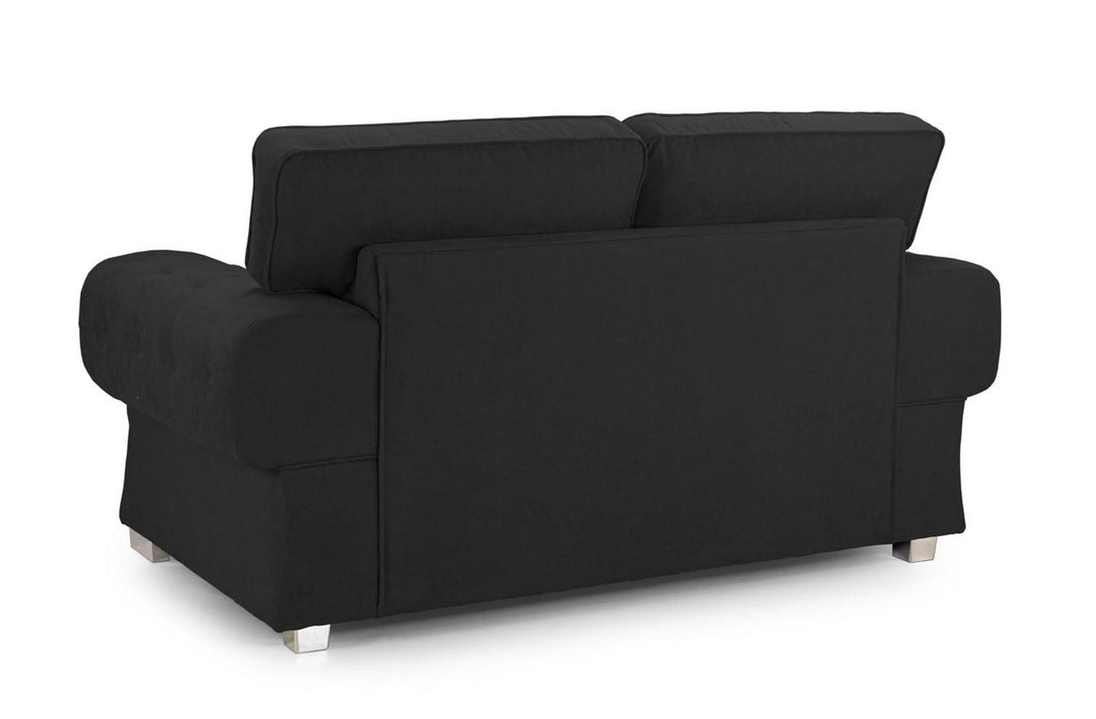 Chingford Full Back 3+2 Seater Sofa Set Chenille Fabric Black