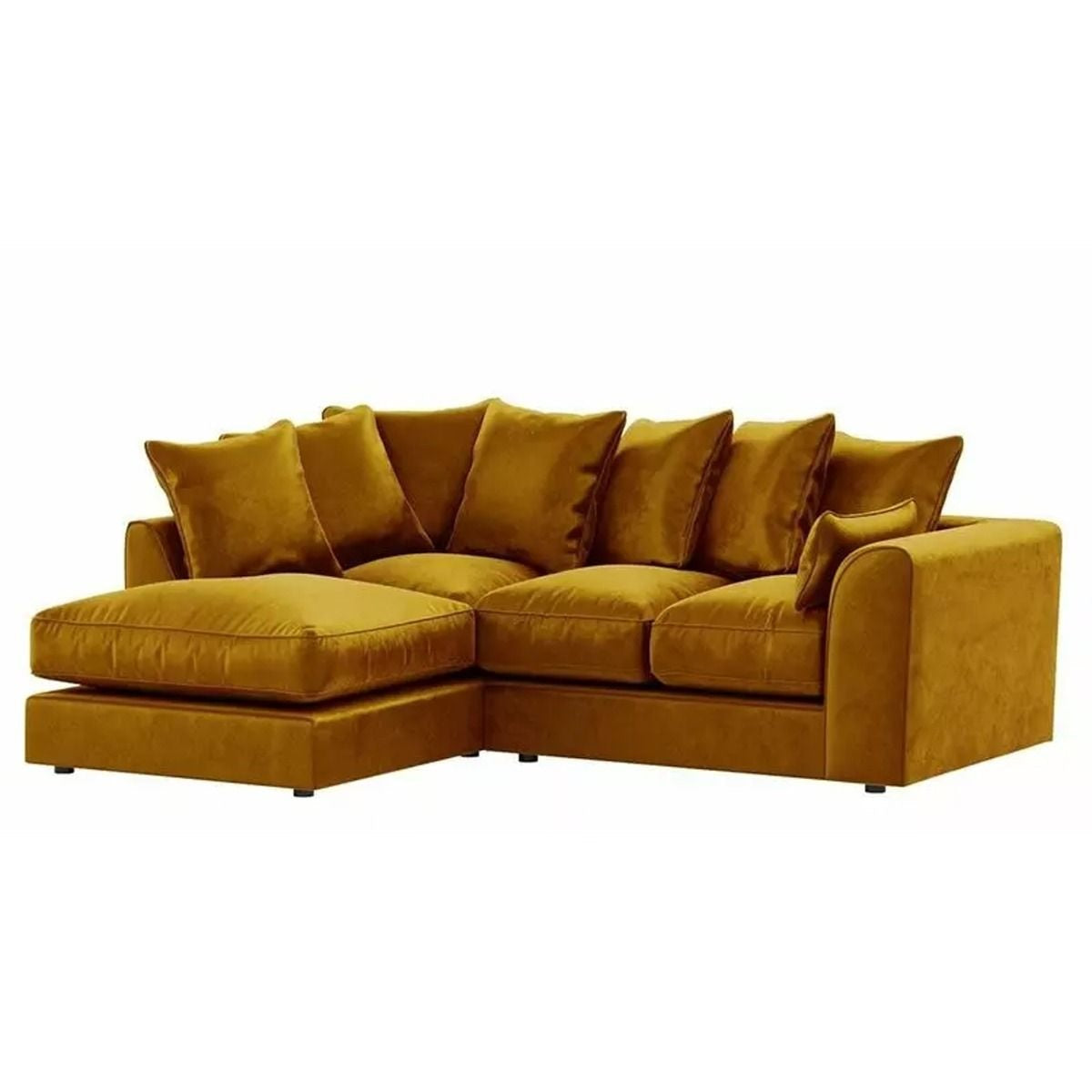 Arizona Plush Velvet Left Hand Facing Corner Sofa Gold