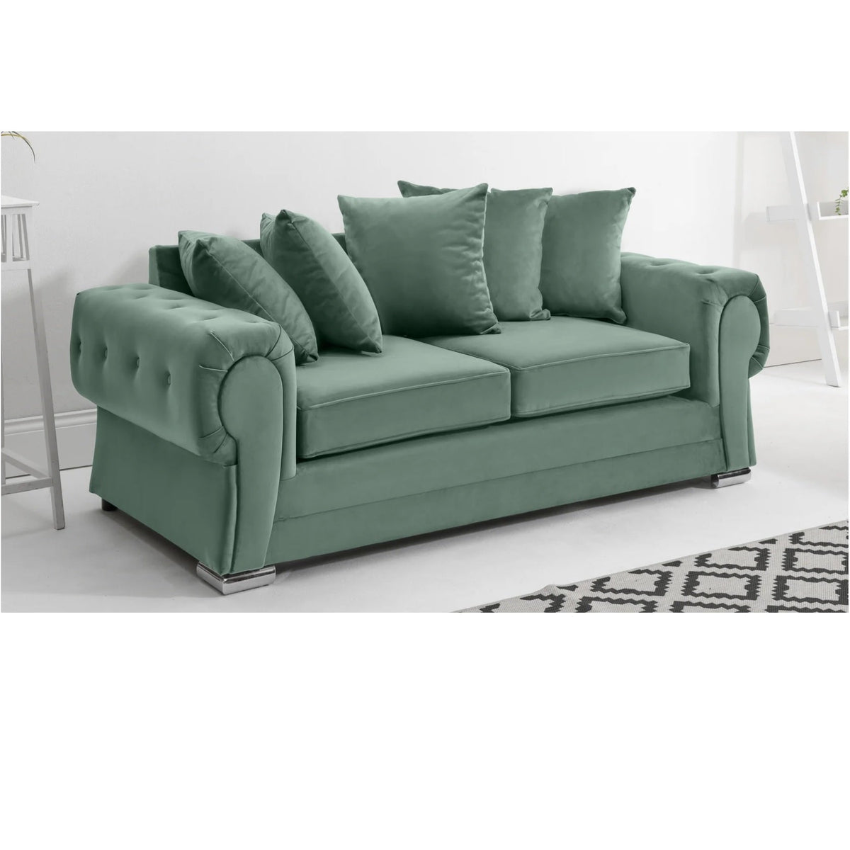 Verona Scatter Back Plush Velvet 3+2 Seater Sofa Set Green