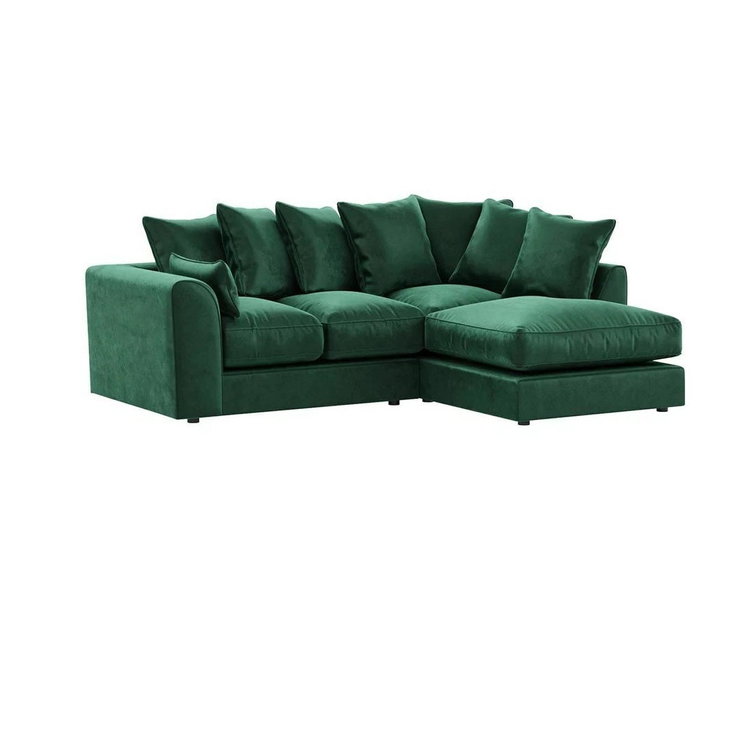 Arizona Plush Velvet Right Hand Facing Corner Sofa Green