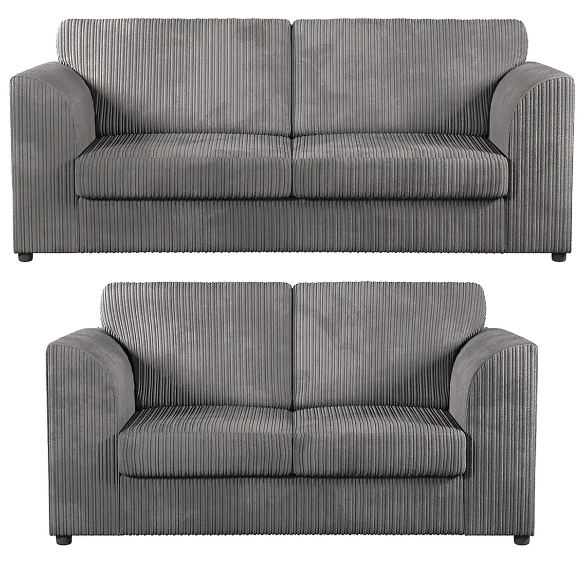 Hannah Jumbo Cord Full Back 3+2 Seater Sofa Suite Set Grey