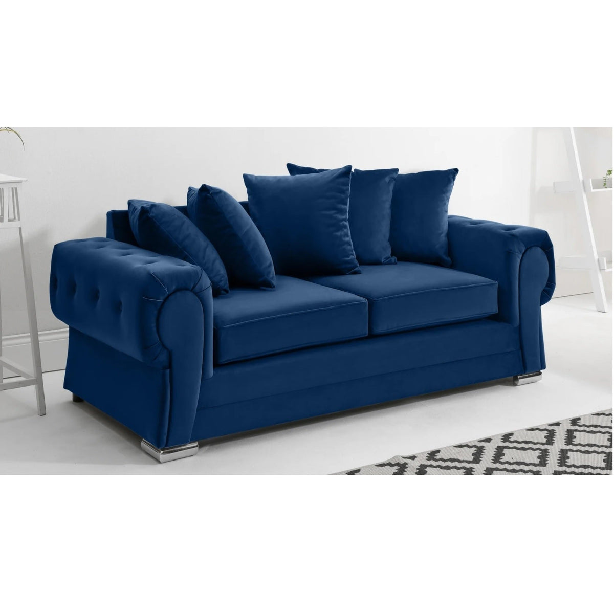 Verona Scatter Back Plush Velvet 3+2 Seater Sofa Set Marine Blue