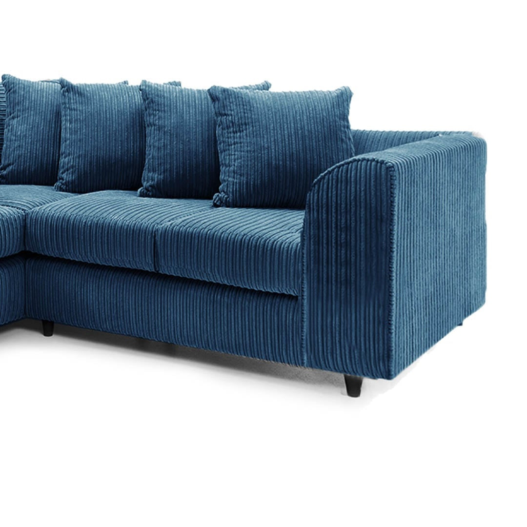 Hannah Jumbo Cord Scatter Back 2c2 Corner Sofa Marine Blue