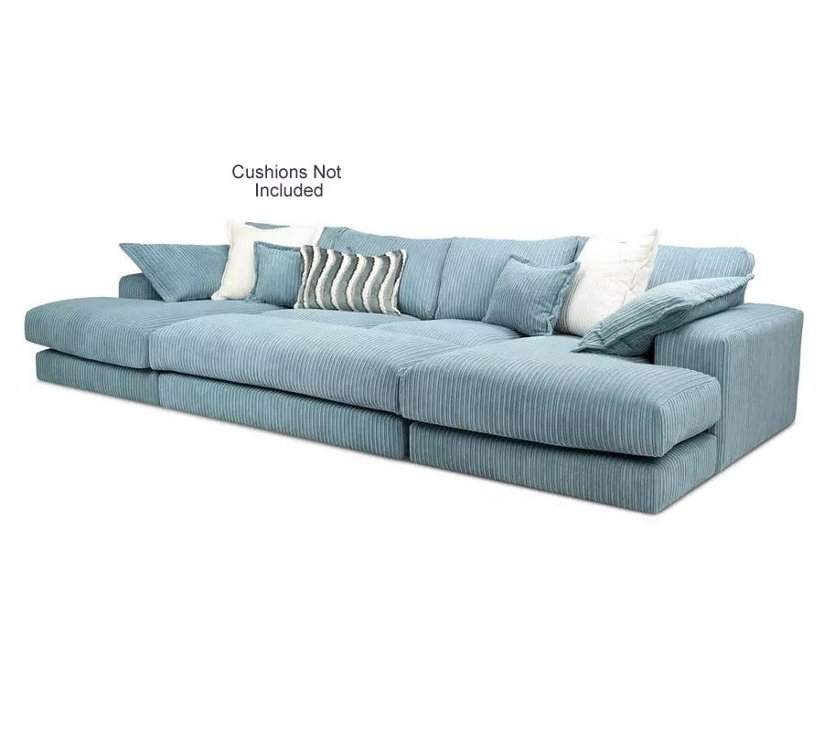 Family Large Double Ended Chaise Sofa Jumbo Cord With Large footstool
