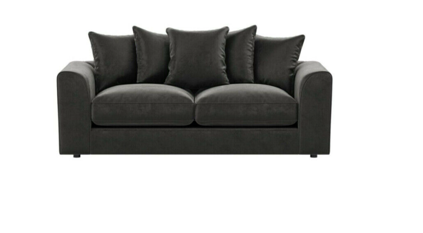 Plush velvet Sofa Suite Set | Left Right 3 2 | Black