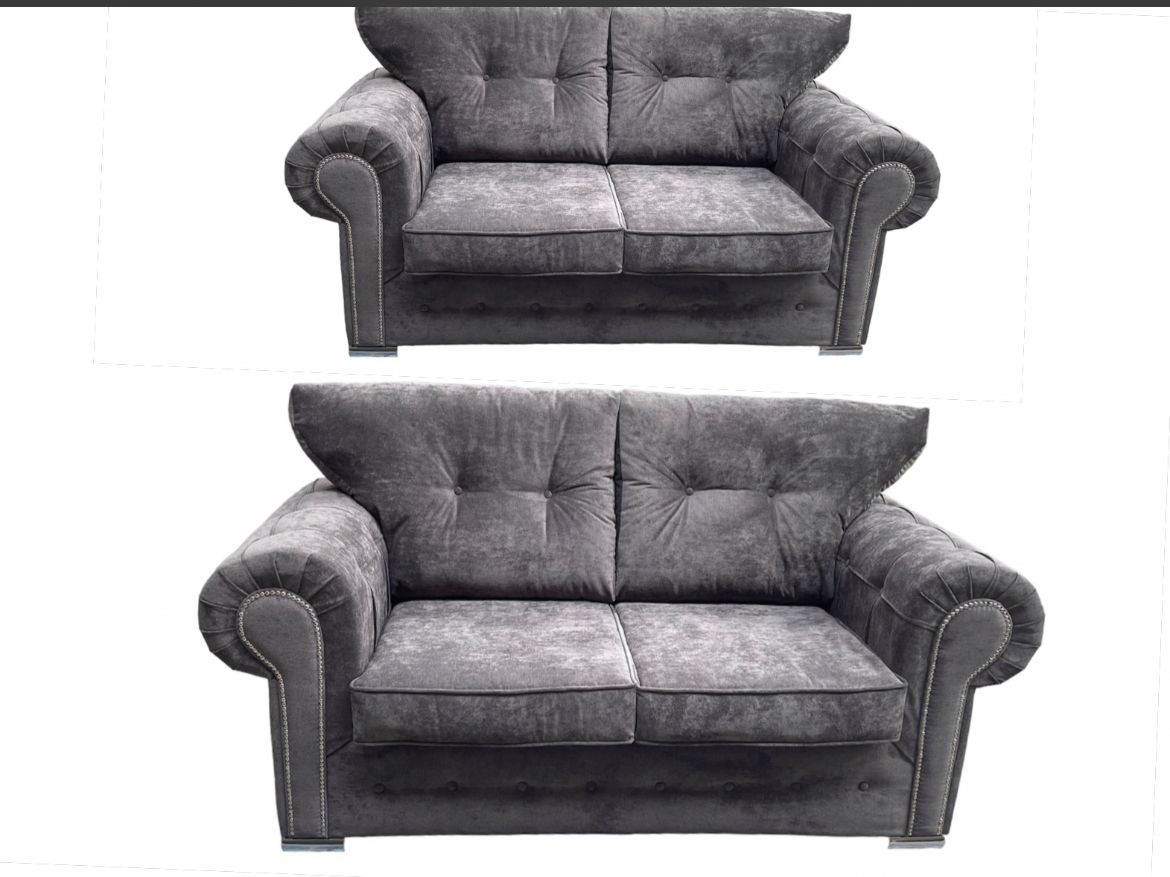 Chesterfield Style Verona Sofa Set | 3+2 Seater / Charcoal grey