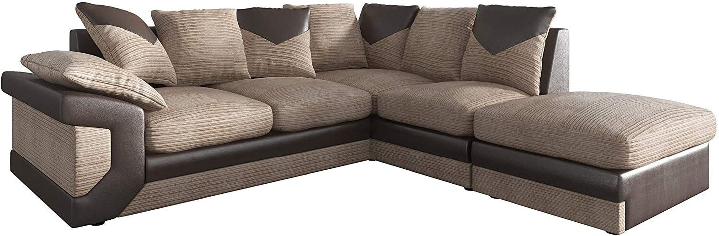 dino Sofa Jumbo Cord Suite Set Footstool 3 2 Corner Black & Grey Brown & Beige