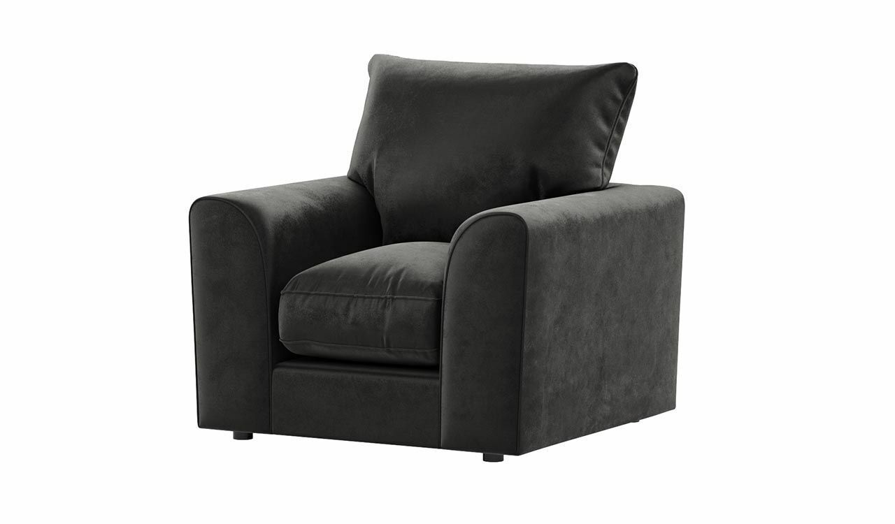 Plush velvet Sofa Suite Set | Left Right 3 2 | Black