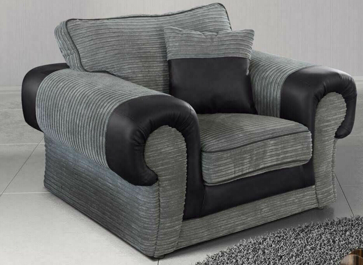 Jumbo Cord Sofa Fabric Tango | Black & Grey / Brown & Beige | 3 2 / Dual Arm Sofa