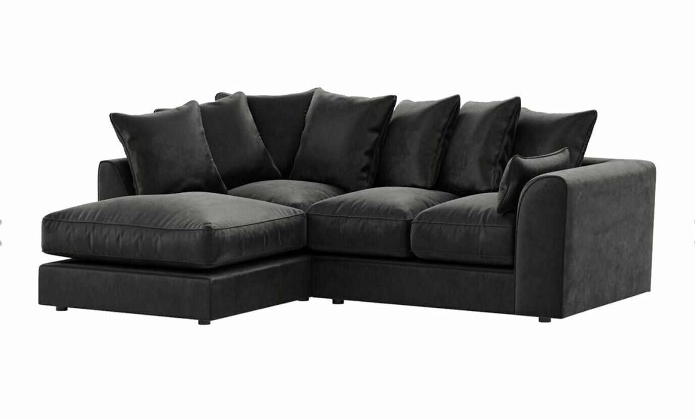 Plush velvet Sofa Suite Set | Left Right 3 2 | Black
