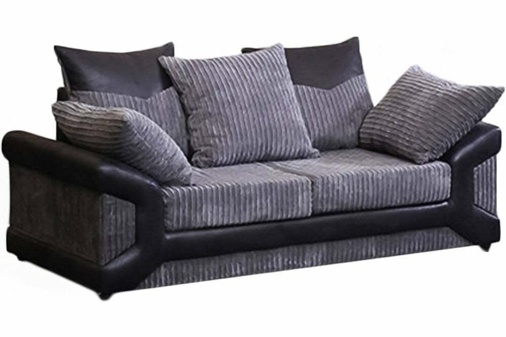 dino Sofa Jumbo Cord Suite Set Footstool 3 2 Corner Black & Grey Brown & Beige
