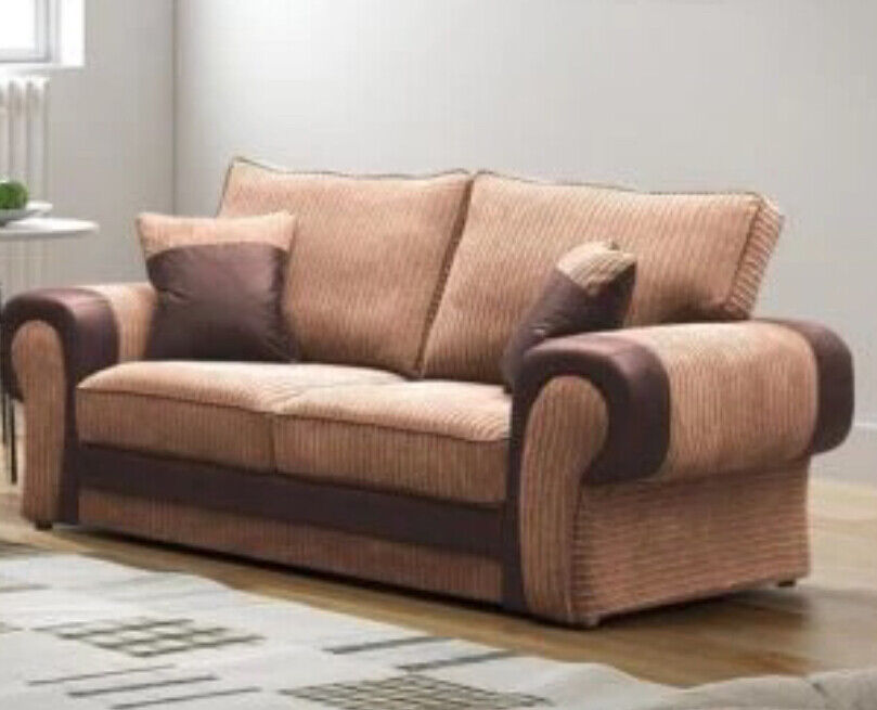 Jumbo Cord Sofa Fabric Tango | Black & Grey / Brown & Beige | 3 2 / Dual Arm Sofa