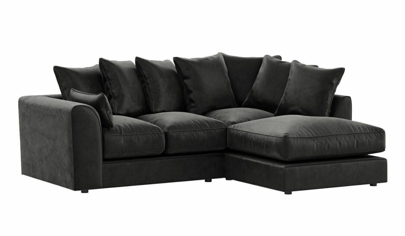 Plush velvet Sofa Suite Set | Left Right 3 2 | Black