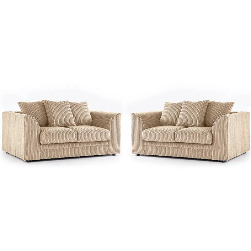 Cream + Coffee Jumbo Cord Corner Sofa Suite Set | Left right 3&2