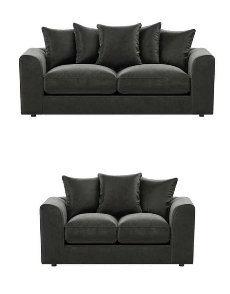Plush velvet Sofa Suite Set | Left Right 3 2 | Black