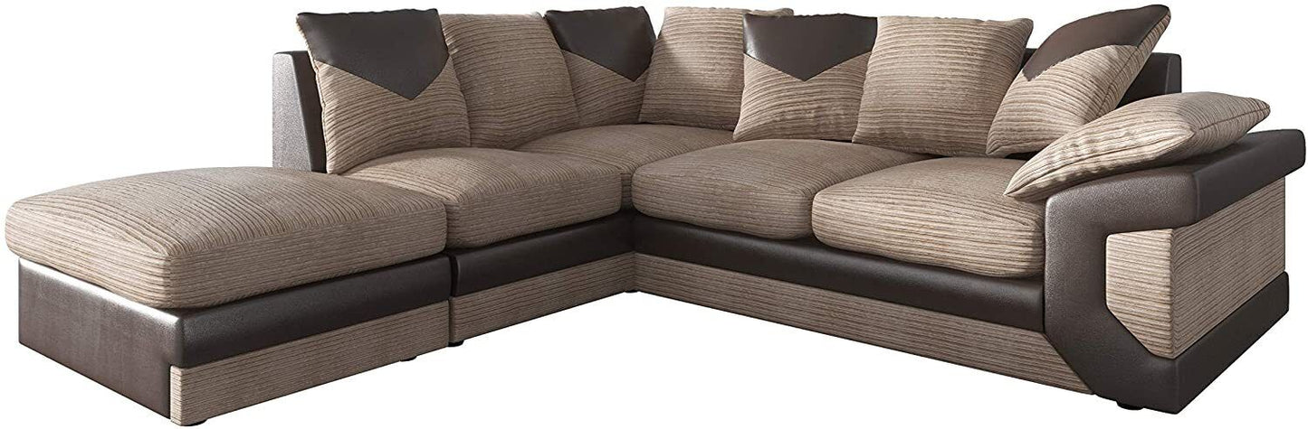 dino Sofa Jumbo Cord Suite Set Footstool 3 2 Corner Black & Grey Brown & Beige