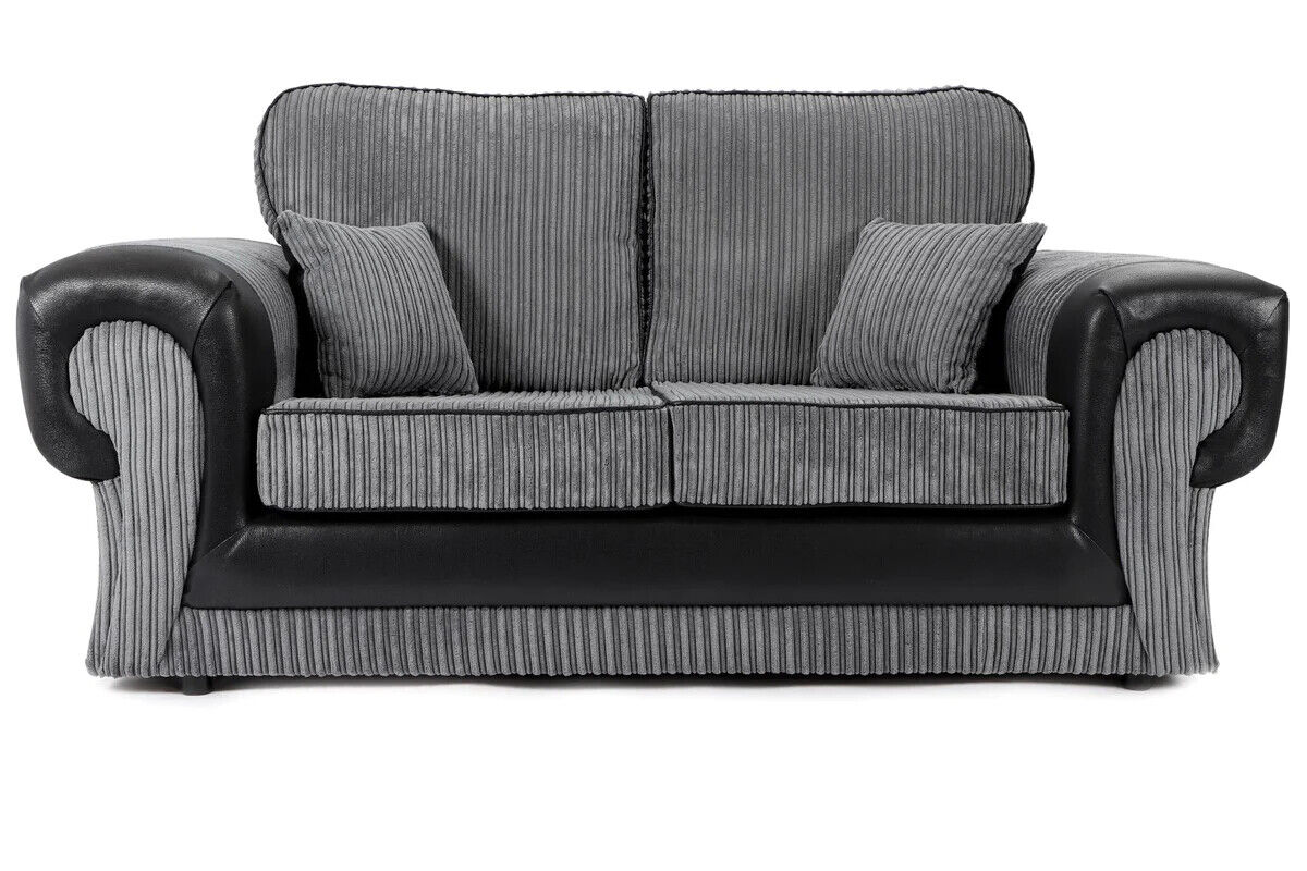 Jumbo Cord Sofa Fabric Tango | Black & Grey / Brown & Beige | 3 2 / Dual Arm Sofa