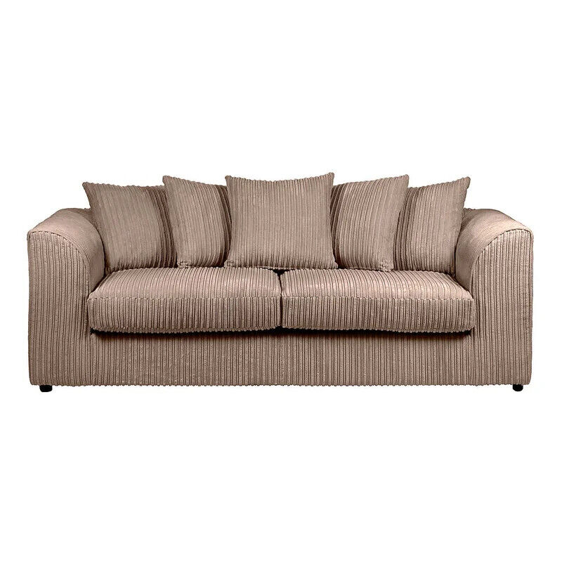 Cream + Coffee Jumbo Cord Corner Sofa Suite Set | Left right 3&2