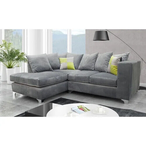 Plush Corner Sofa Suite | Black - Grey | Plush Velvet | 3 seater 2 seater Footstool