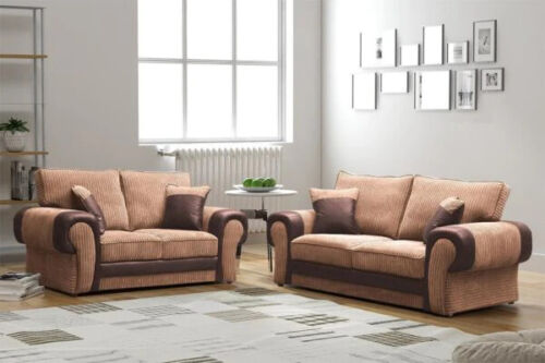 Jumbo Cord Sofa Fabric Tango | Black & Grey / Brown & Beige | 3 2 / Dual Arm Sofa