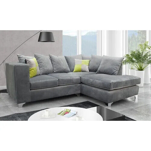 Plush Corner Sofa Suite | Black - Grey | Plush Velvet | 3 seater 2 seater Footstool