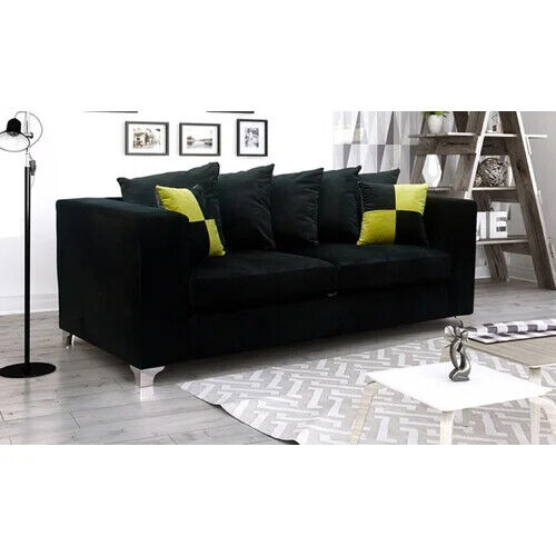 Plush Corner Sofa Suite | Black - Grey | Plush Velvet | 3 seater 2 seater Footstool