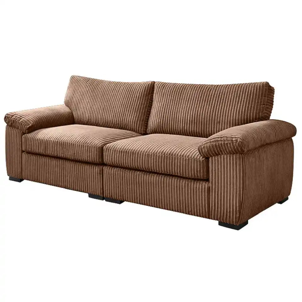 RIVA AMALFI 4 Seater Sofa Jumbo Cord | Coffee / Grey / Black