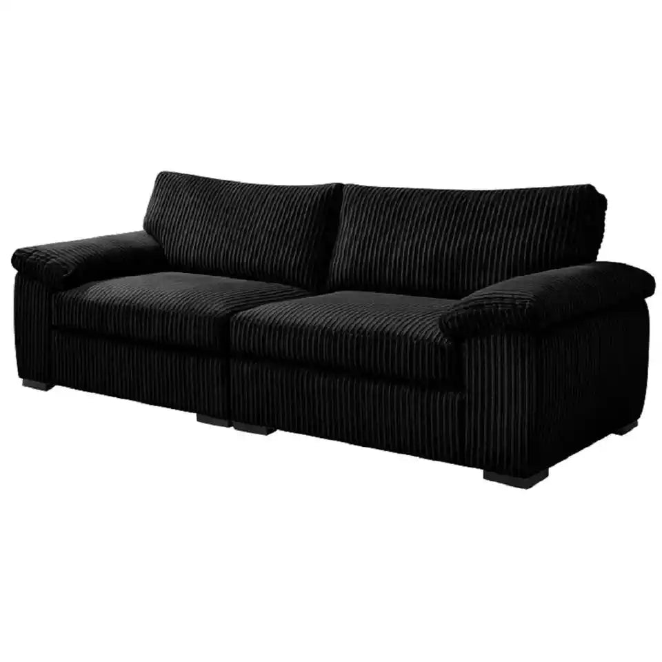 RIVA AMALFI 4 Seater Sofa Jumbo Cord | Coffee / Grey / Black