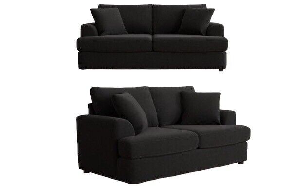 Plush Fabric | Corner Sofa + 3+2 | Black Blue Green
