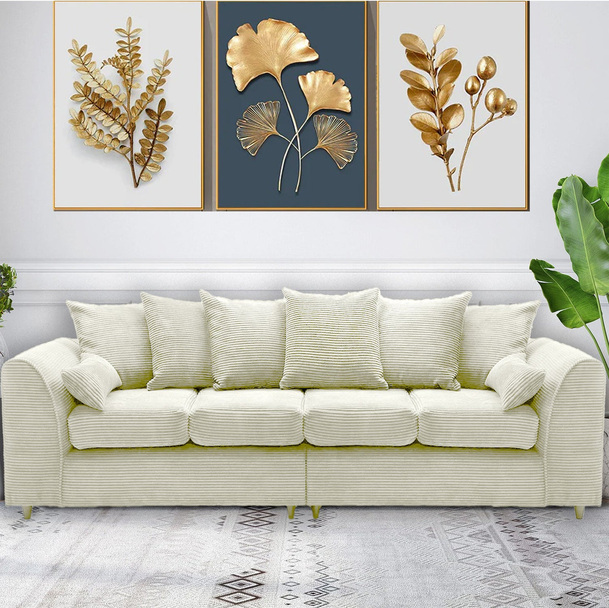 DYLAN 4 Seater Scatter Back Jumbo Cord Fabric Sofa
