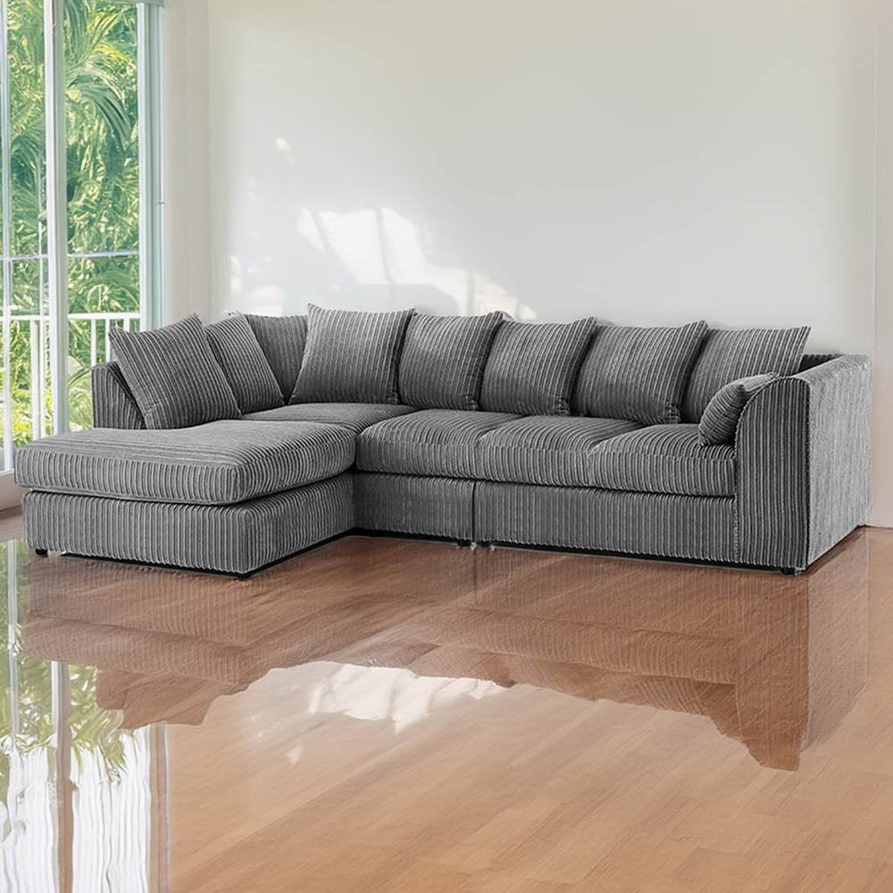 DYLAN 5 Seater Jumbo Cord L Shaped Corner Sofa with Scatter Back | Corner Sofa UK