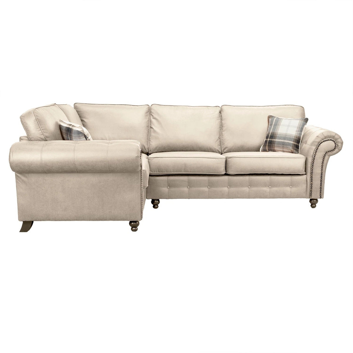 Oakland Suede Leather 1c2 Corner Sofa Marble