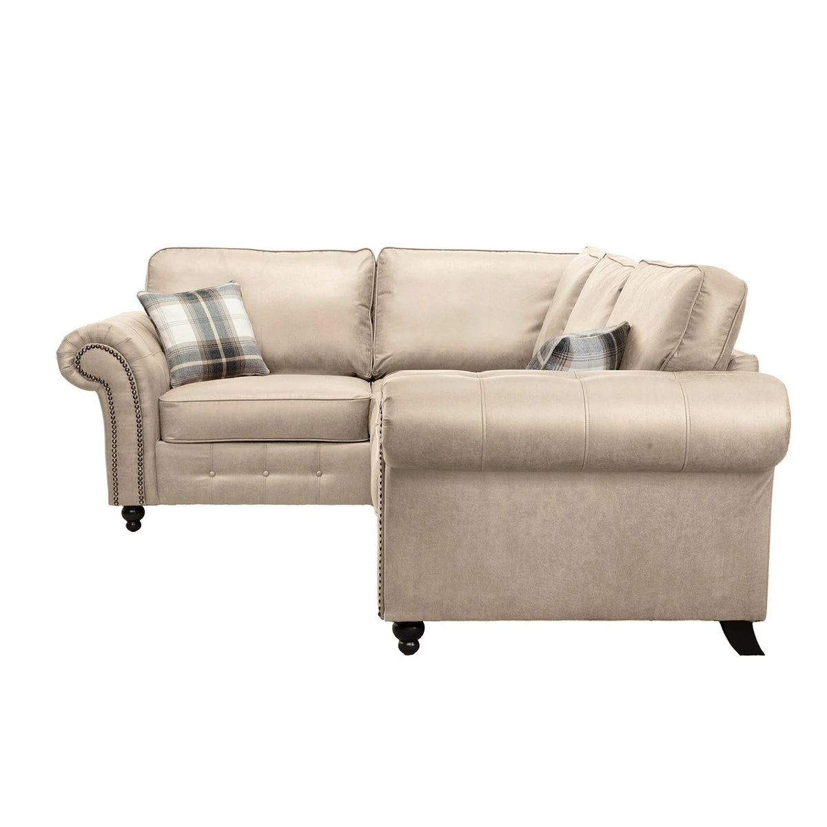 Oakland L Shaped 4 Seater Suede Leather Corner Sofa Marble