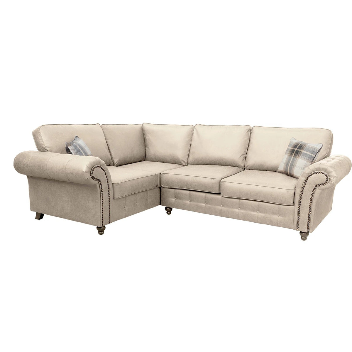 Oakland Suede Leather 1c2 Corner Sofa Marble