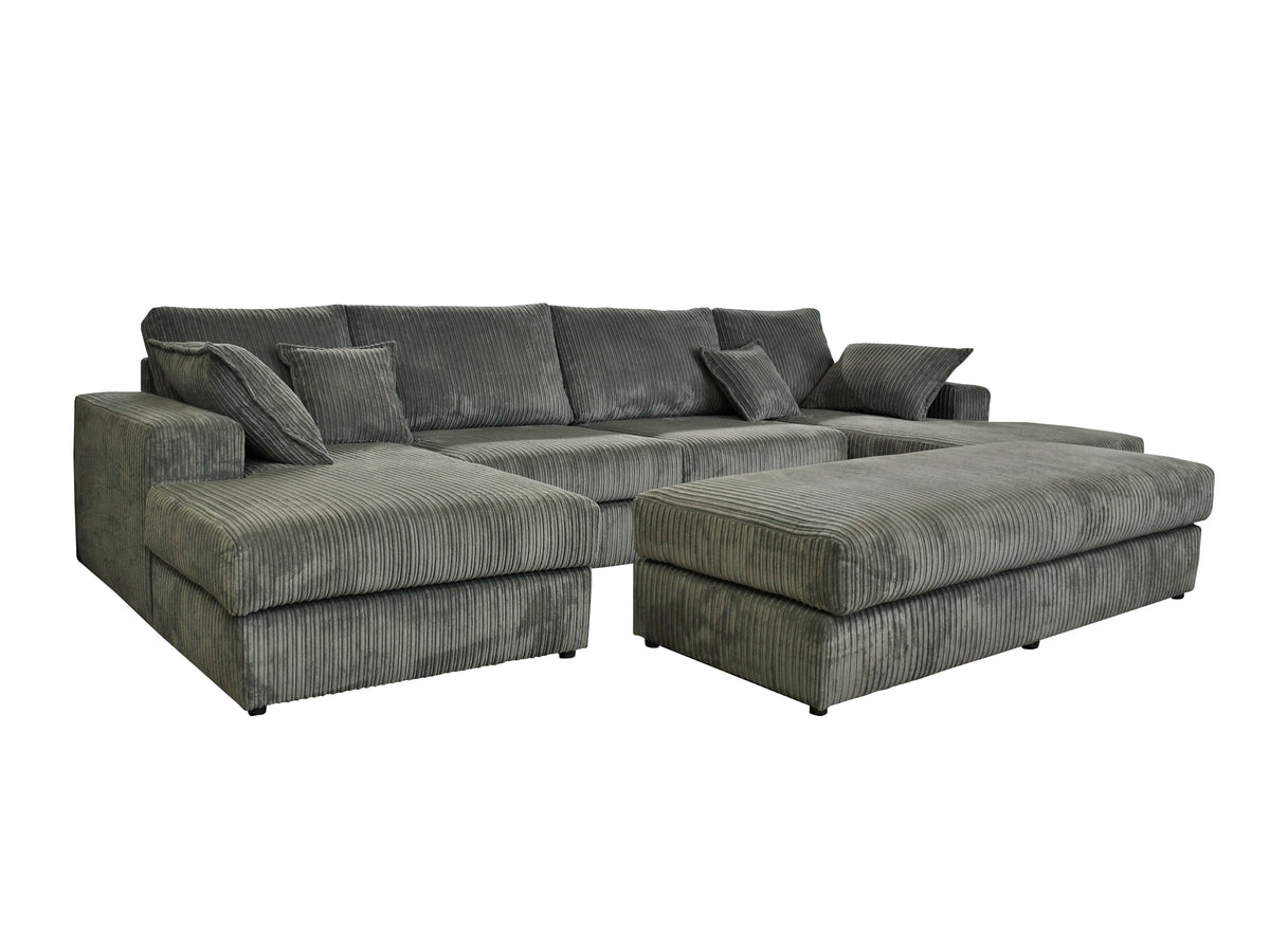 Family Large Double Ended Chaise Sofa Jumbo Cord With Large footstool