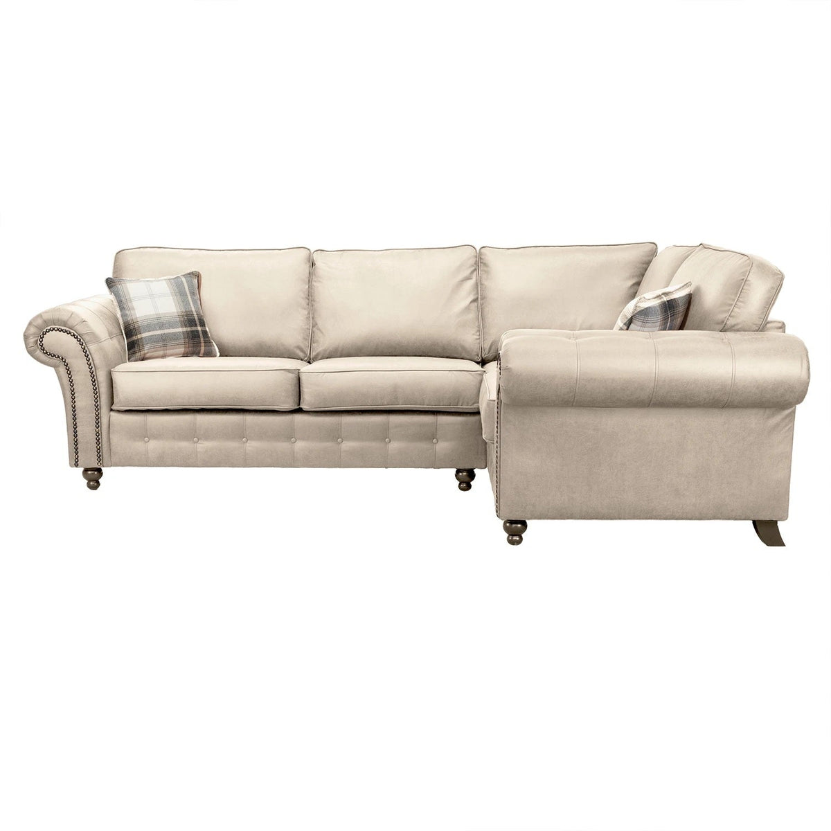 Oakland Suede Leather 2c1 Corner Sofa Marble