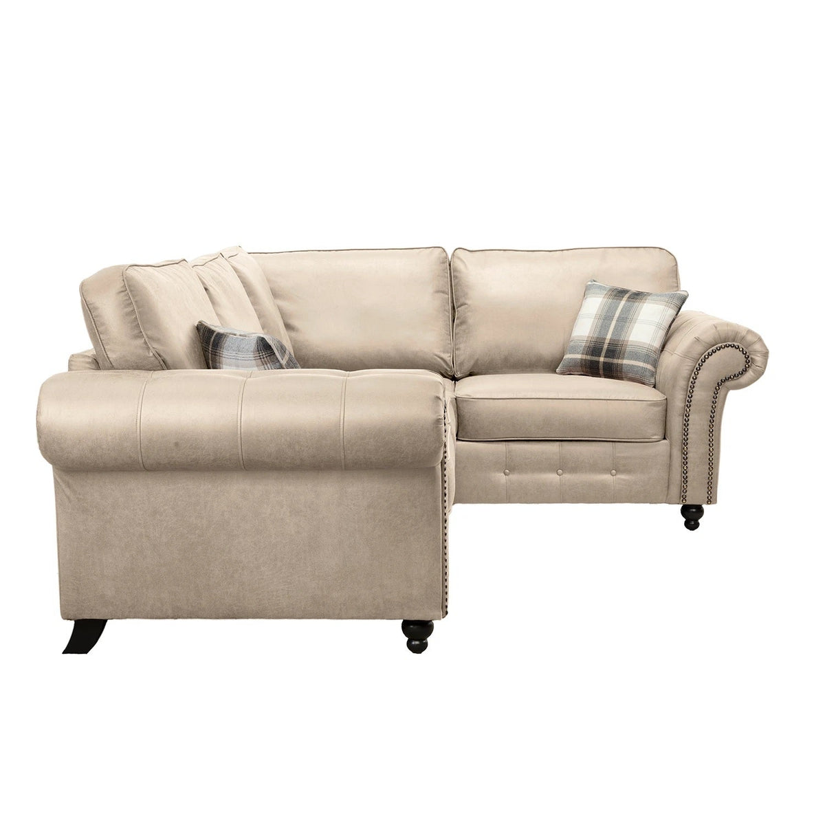 Oakland L Shaped 4 Seater Suede Leather Corner Sofa Marble