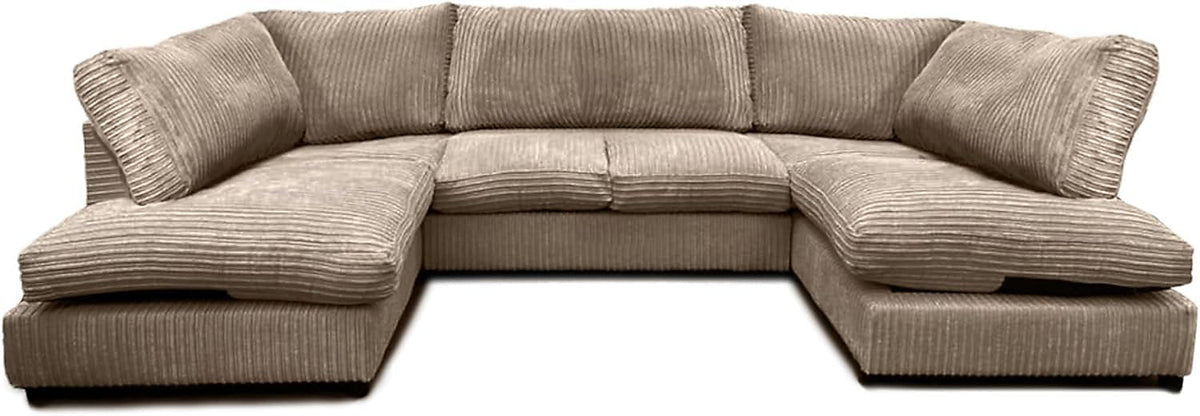 CAMBRIDGE U Shape Jumbo Cord Fabric Full Back Sofa