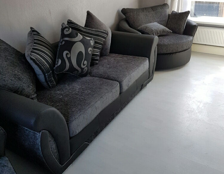 SHANNON 3 SEATER + 2 SEATER GREY & BLACK