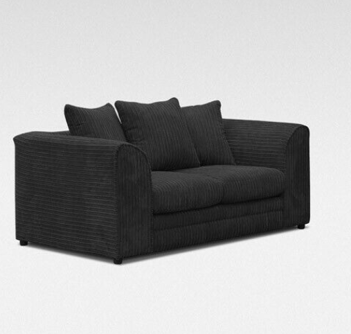 Black Jumbo Cord Corner Sofa Suite Set | Left right 3&2