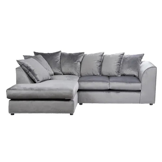 Plush Velvet Grey Corner Suite Set