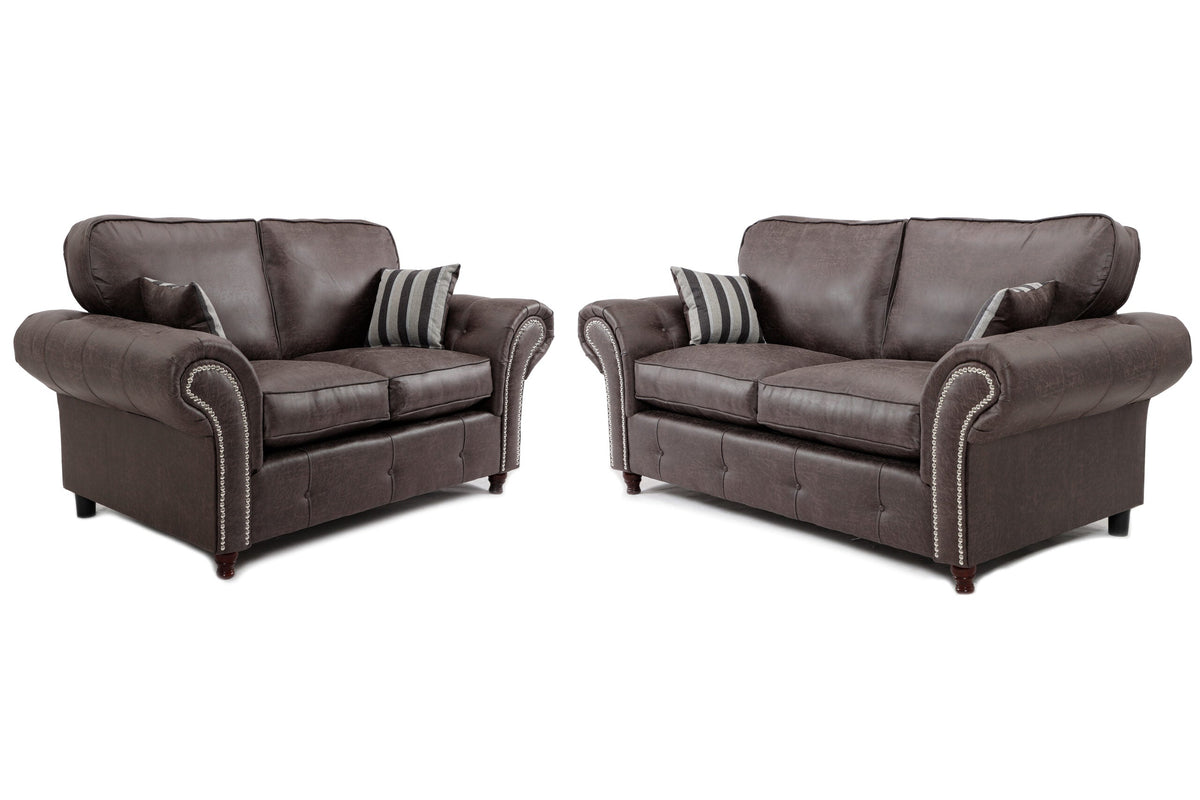 Oakland 3 Seater +2 Seater Sofa Set, 2+2, 3+3 Black/Brown/Marble