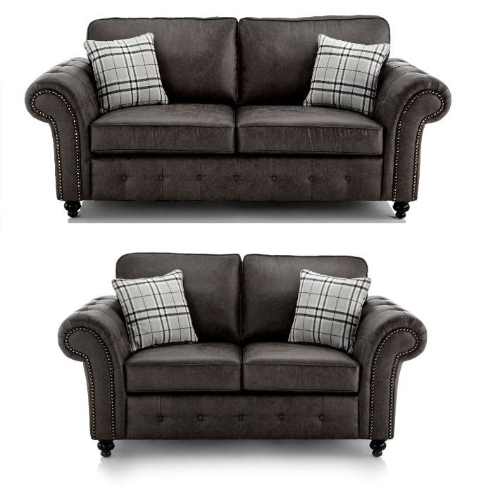 Oakland 3 Seater +2 Seater Sofa Set, 2+2, 3+3 Black/Brown/Marble