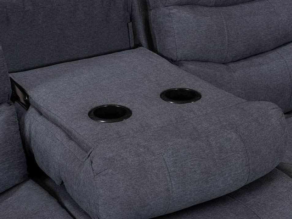 Roman Fabric Recliner 3 Seater sofa in Grey