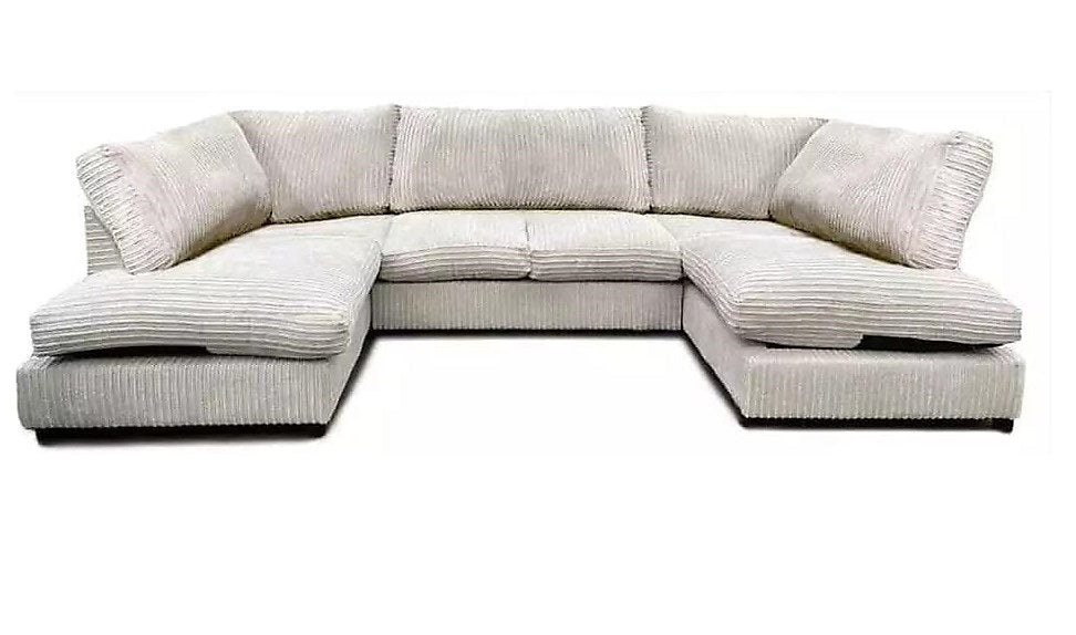 CAMBRIDGE U Shape Jumbo Cord Fabric Full Back Sofa
