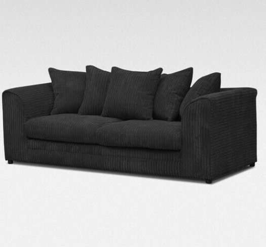 Black Jumbo Cord Corner Sofa Suite Set | Left right 3&2