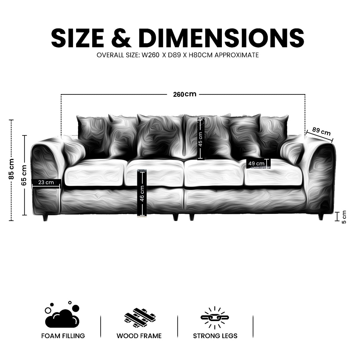 DYLAN 4 Seater Scatter Back Jumbo Cord Fabric Sofa
